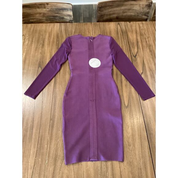 Miss Circle Revolve Purple Bandage Bodycon long sleeve mini Dress Mesh small - Picture 12 of 13